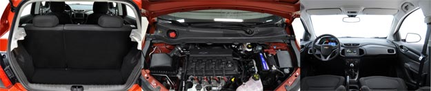 A principal arma do compacto é a extensa oferta de itens já na versão de entrada. Com de 280 litros, volume do porta-malas é satisfatório  (Chevrolet / Divulgacao)