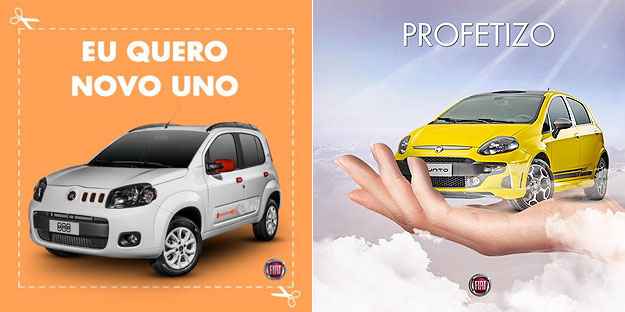 Fiat é uma das que mais investe em mídias sociais, com posts divertidos para os fãs (Fiat/Divulgação) Fiat é uma das que mais investe em mídias sociais, com posts divertidos para os fãs (Fiat/Divulgação)