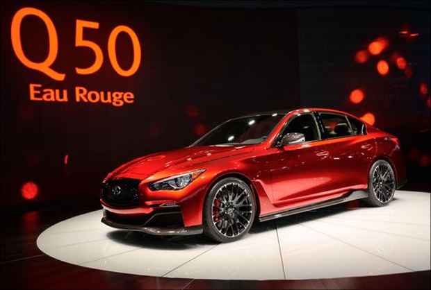 INFINITI Q50 EAU ROUGE
Com visual agressivo, nome de curva famosa em Spa-Francorchamps e até mesmo americanizado,
o Infiniti Q50 Eau Rouge seria um promissor carro global da divisão de luxo da Nissan (Istan Honda/AFP) INFINITI Q50 EAU ROUGE
Com visual agressivo, nome de curva famosa em Spa-Francorchamps e até mesmo americanizado,
o Infiniti Q50 Eau Rouge seria um promissor carro global da divisão de luxo da Nissan (Istan Honda/AFP)